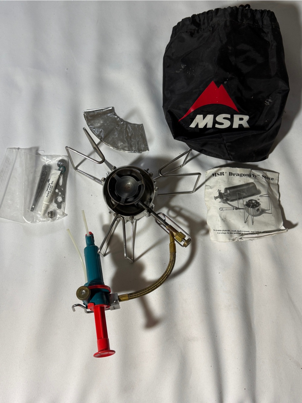 MSR Dragonfly Backpacking Stove – Black with Red & Teal Control